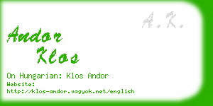 andor klos business card